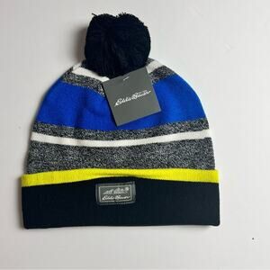 Eddie Bauer Boys Onyx  Sonoma Pom Cold Weather Winter  Hat Sz M/L